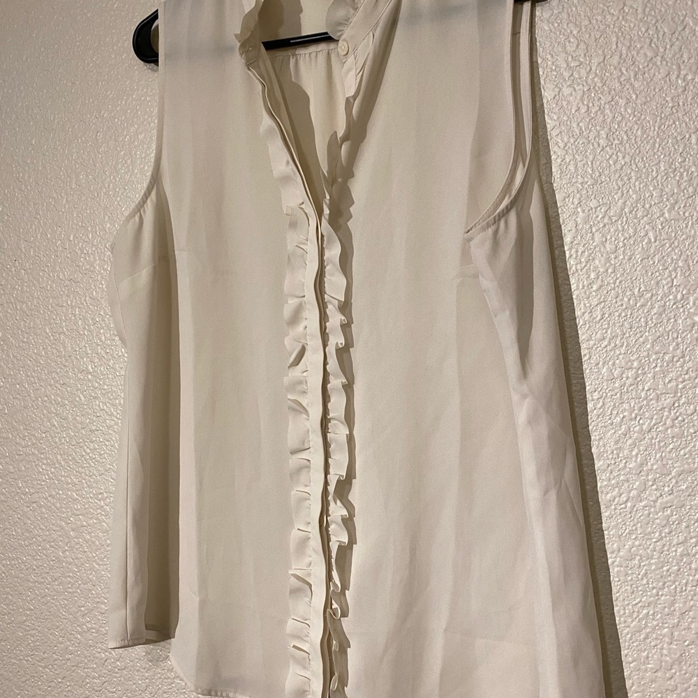 Banana Republic Cream Ruffle Blouse